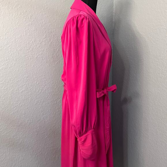 Julia Jordon Pink / Raspberry Long Sleeve Lapel Neck Wrap Midi Dress Size 12 NWT - Picture 6 of 15